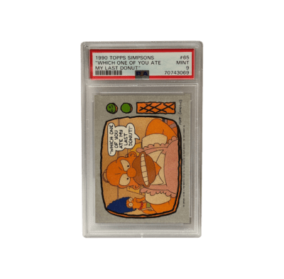 1990 Topps Simpsons "Which One of You Ate My Last Donut?" Sticker – PSA 9 Mint